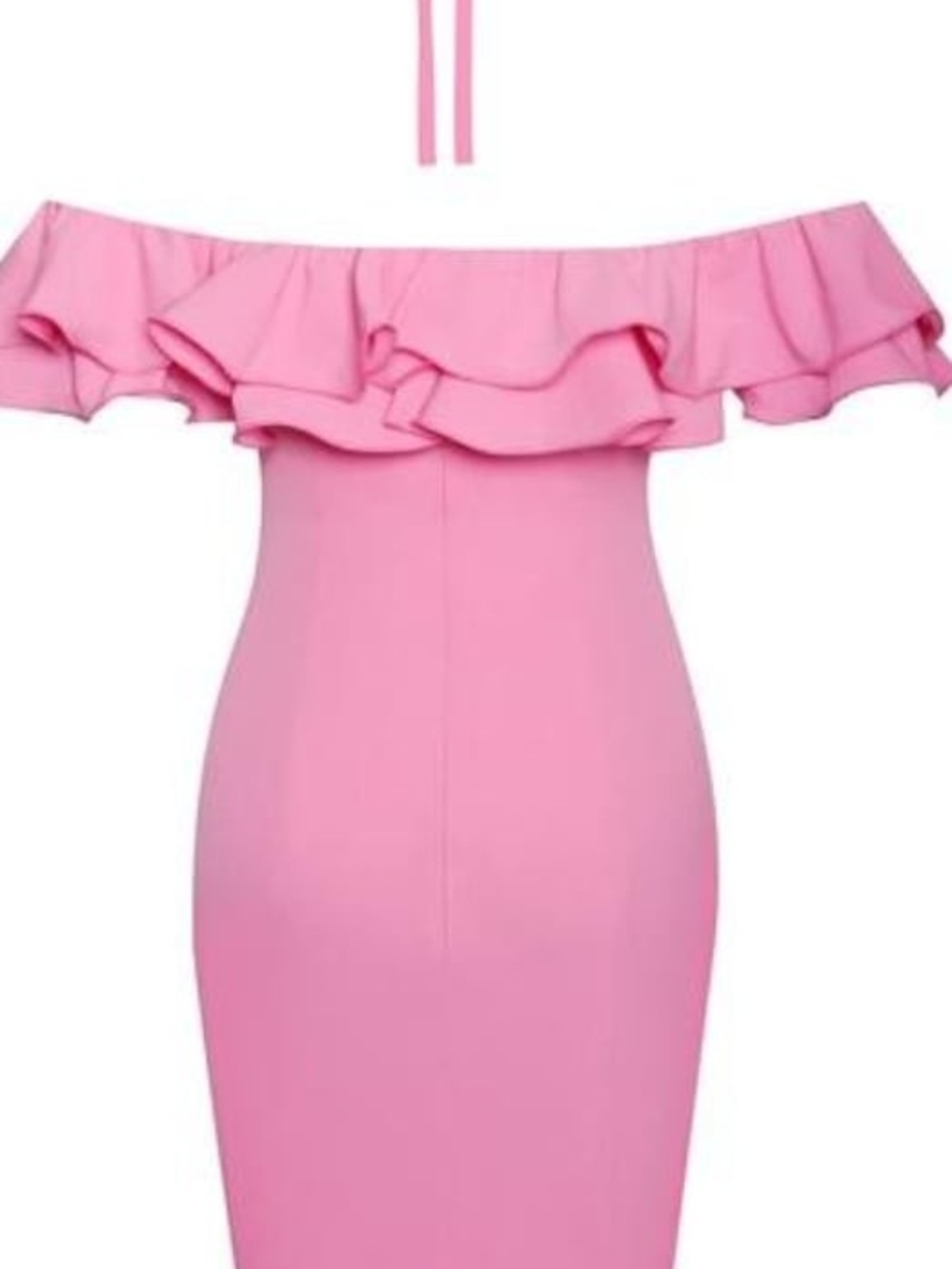Pink Ruffle Off-Shoulder Bodycon Dress - Picture 2 of 2
